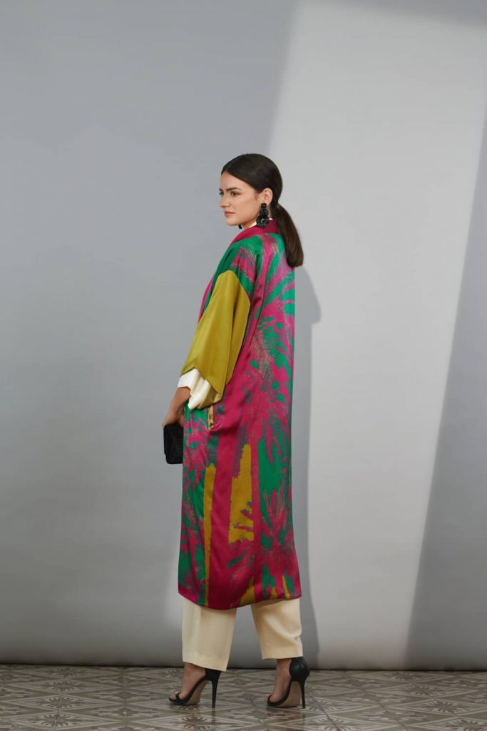 Kimono largo mujer satén vestir invitada