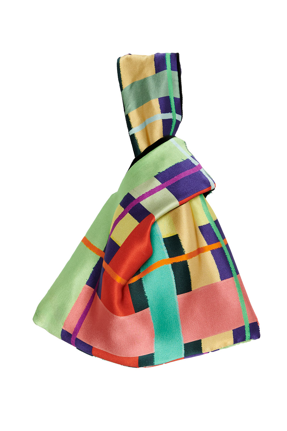 Bolso reversible de seda natural Cómplice Geometría multicolor